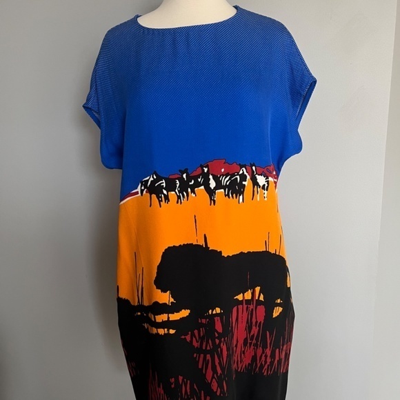 Diane von Furstenberg Harriet Runway Lion Landscape Print Shift Cocktail‎ Dress - Picture 8 of 16